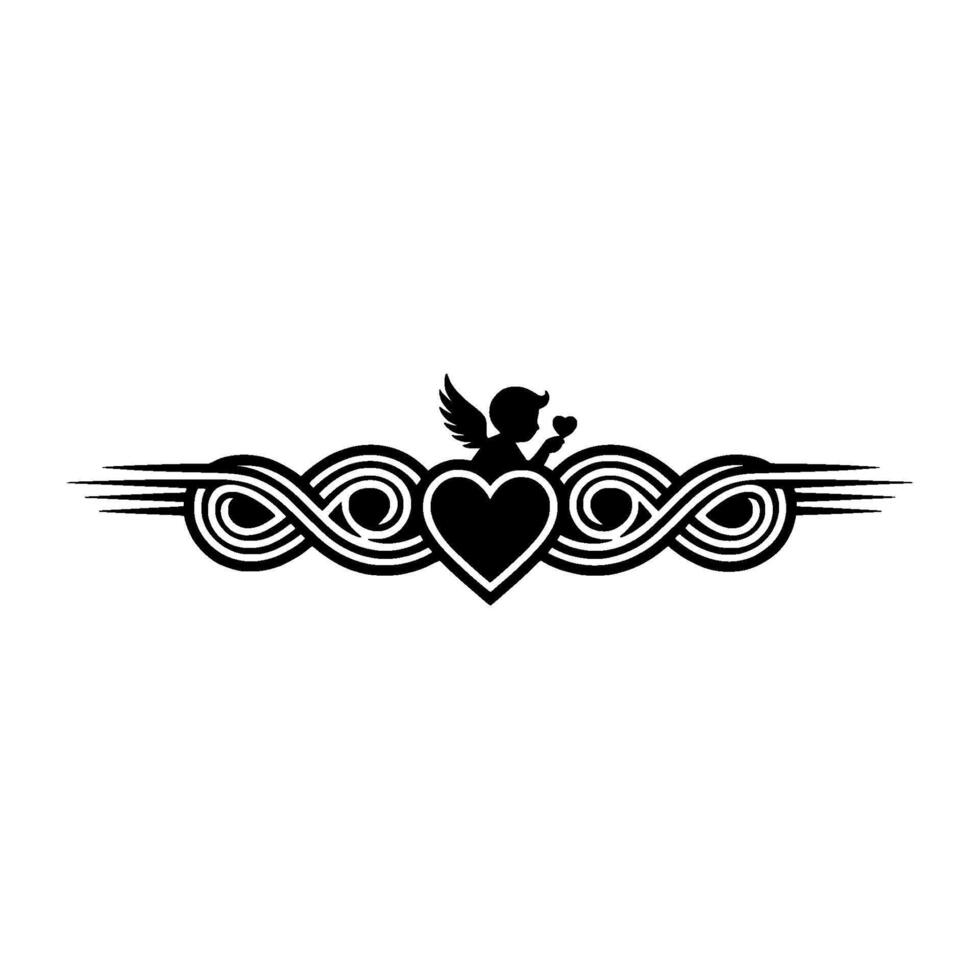 Winged Cupid Infinite Heart Romantic Emblem vector