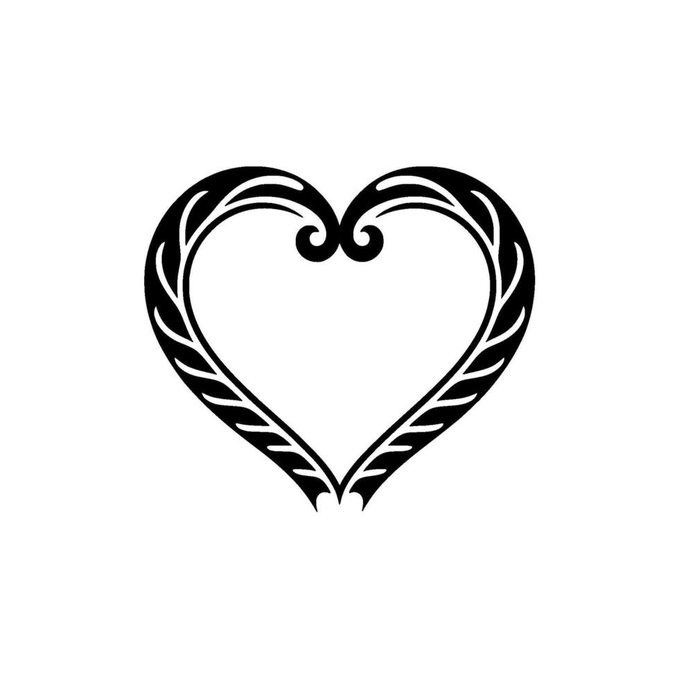 Intricate Heart Ornament, Vintage Floral - Lineart vector