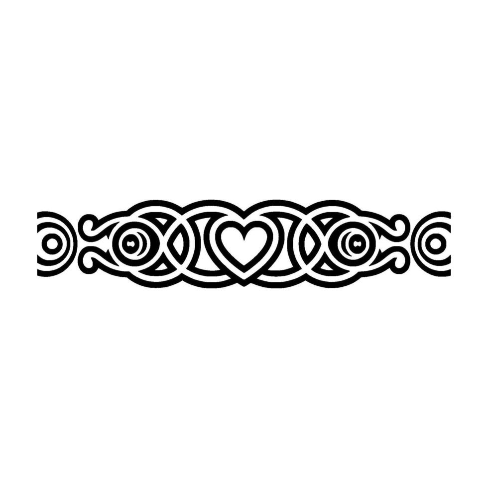 Celtic Heart Border Intricate Black - Line vector