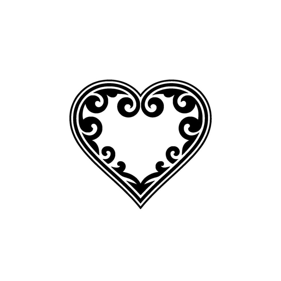 Intricate Black Heart Ornament, Vintage Style - Classic vector