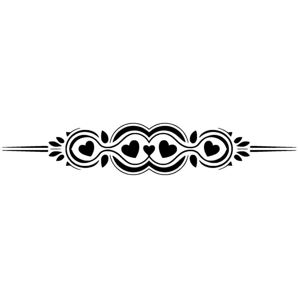 Elegant Black Heart Border, Vintage Decorative Element - Floral vector