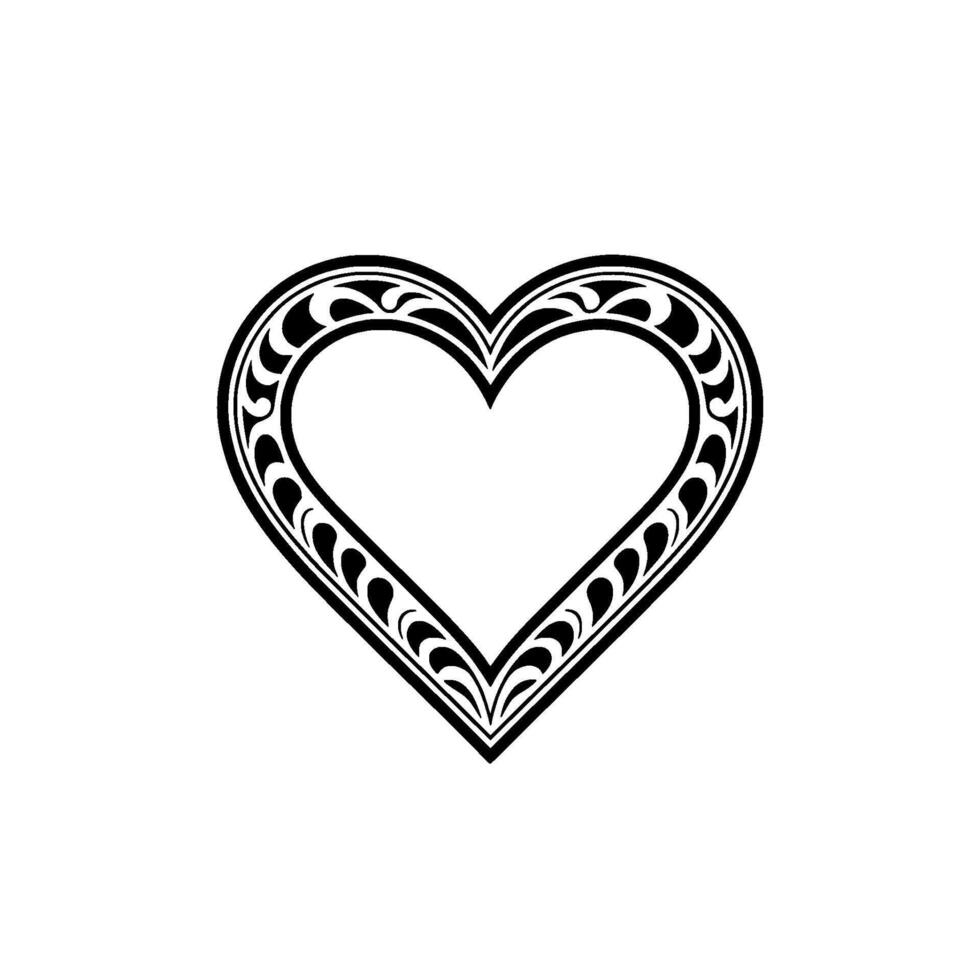 Intricate Heart Ornament, Vintage Style - Lineart vector