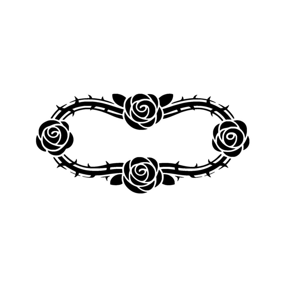 Floral Eternity Black Rose Border Frame vector