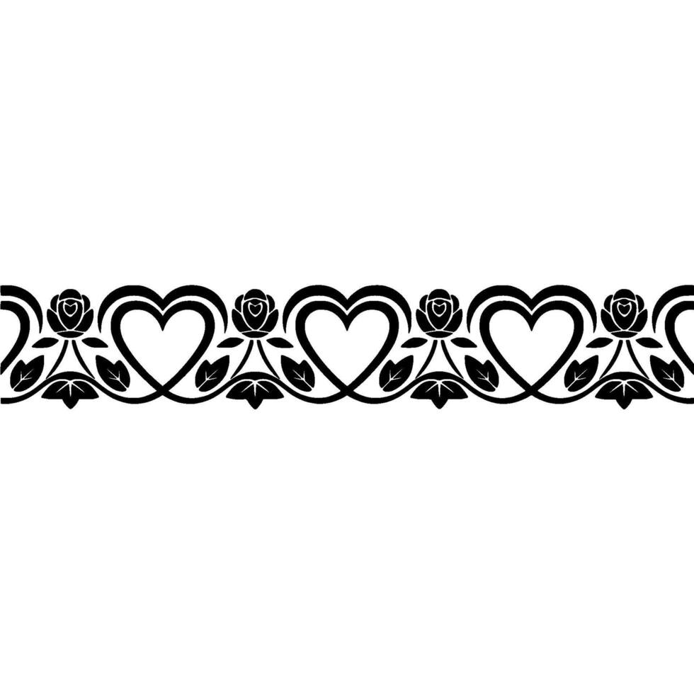 Elegant Floral Heart Border Vintage Style vector