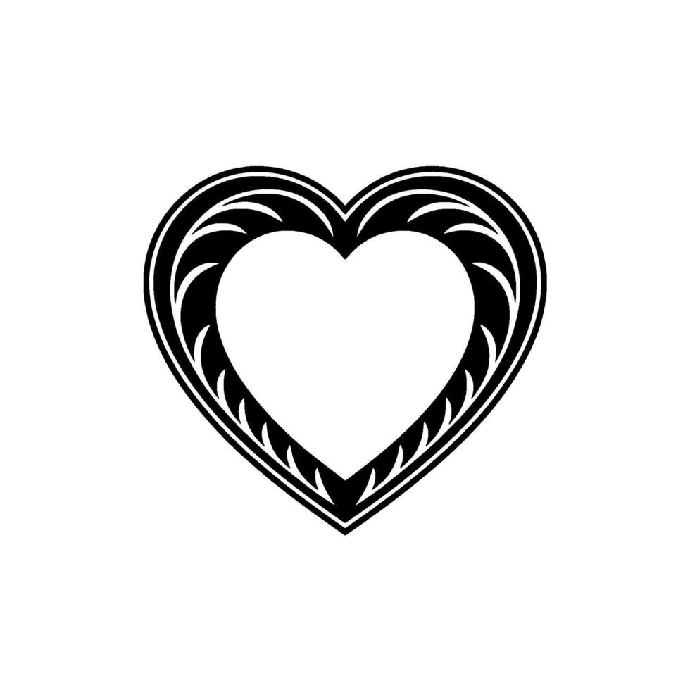 Intricate Black Heart Ornament, Minimalist - Geometric vector