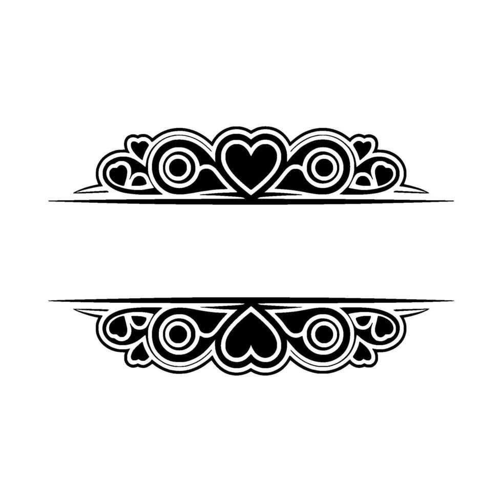 Intricate Heart Border, Vintage Decorative Element - Division vector