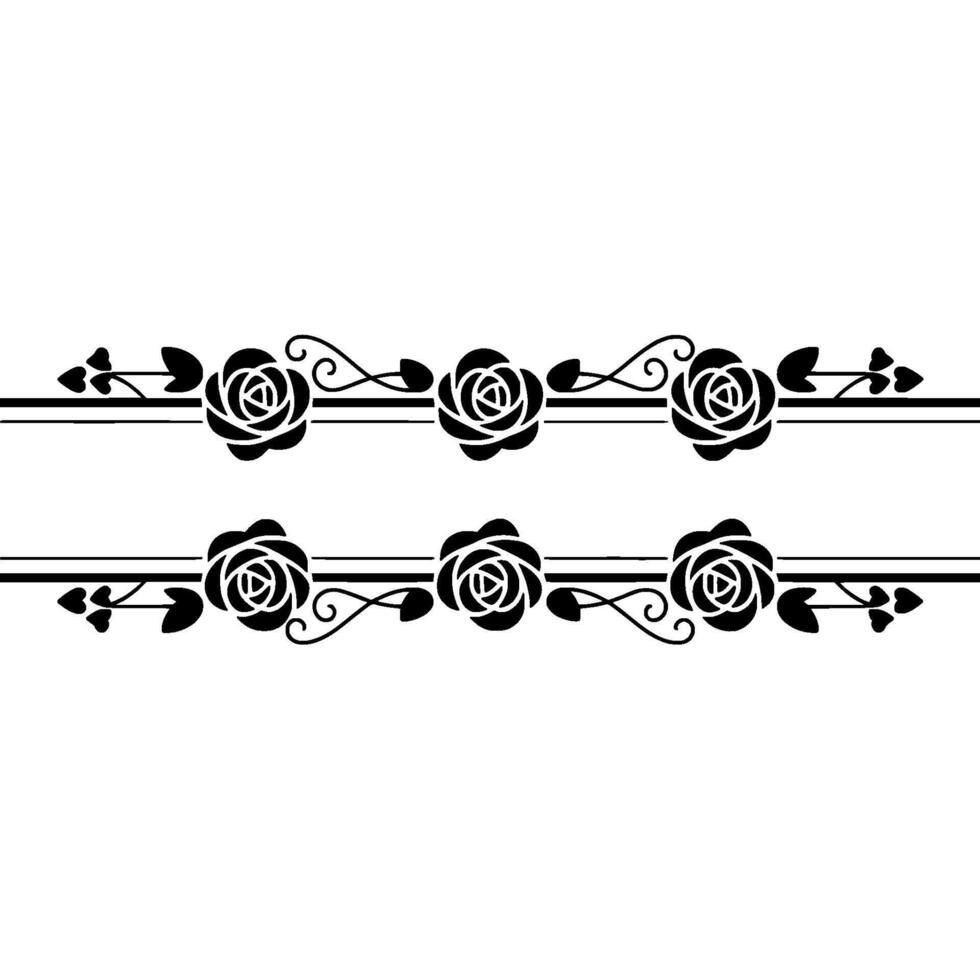 Elegant Floral Border, Vintage , Decorative Element - Roses, Line vector