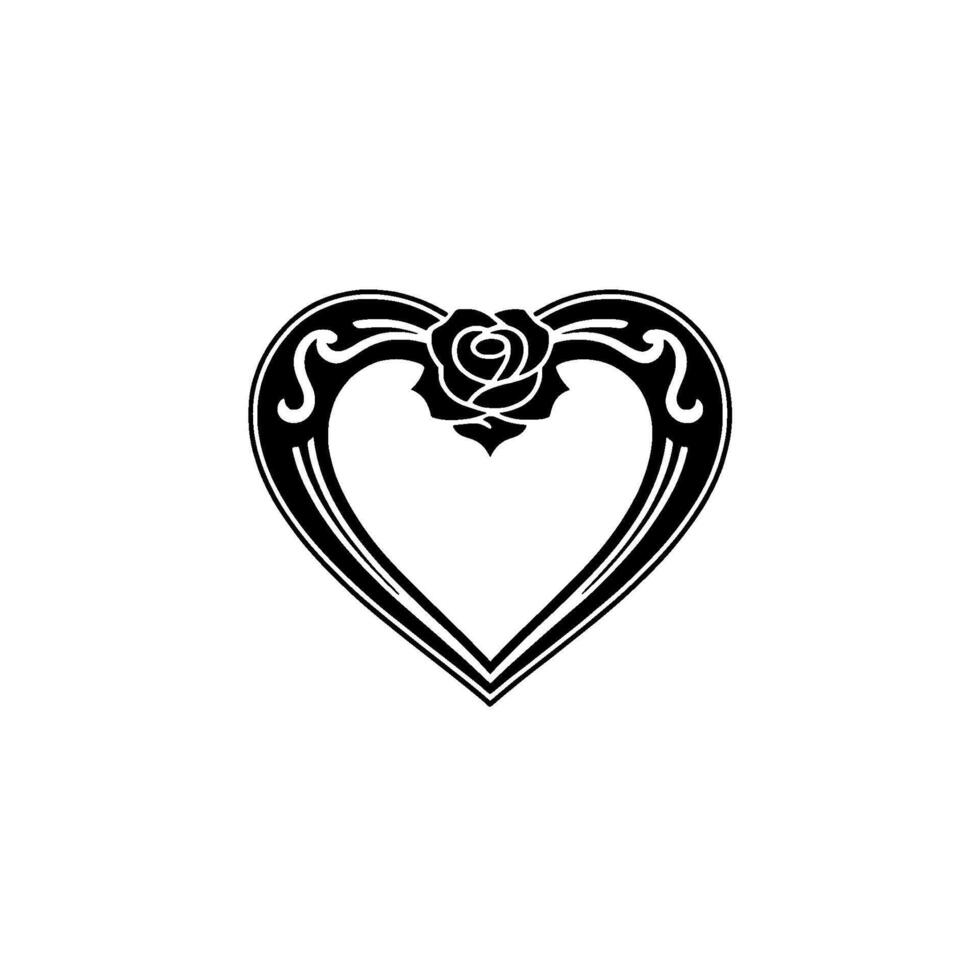 Ornate Heart with Rose Vintage Romance Illustration vector