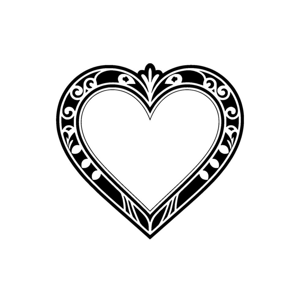 Ornate Heart Frame, Vintage Elegance, Decorative Border vector