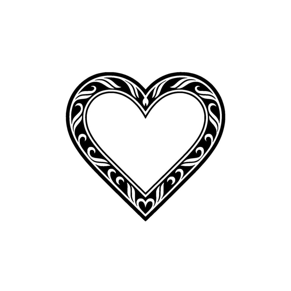 Intricate Black Heart Ornament, Vintage Style - Symmetry vector