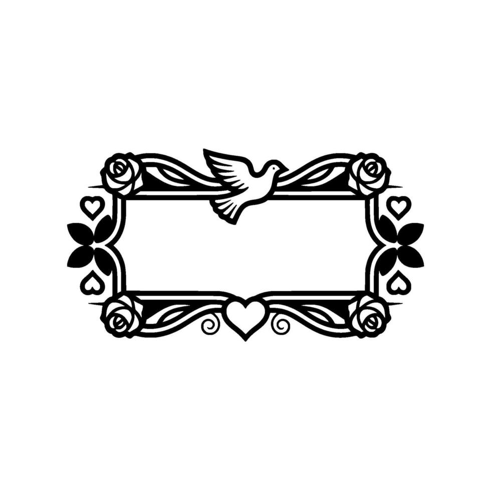 Elegant Dove Rose Frame, Vintage Illustration vector