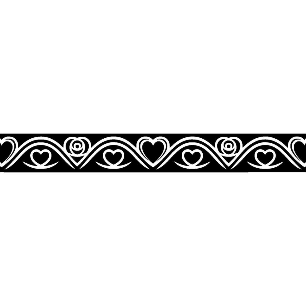 Elegant Black White Heart Border - Hearts vector