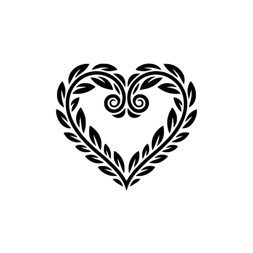 Elegant Heart Emblem, Botanical Ornamentation, Vintage - Wreath vector