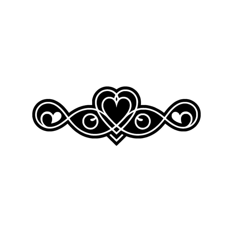 Elegant Black Ornamental Heart Border, Vintage - Intricate vector
