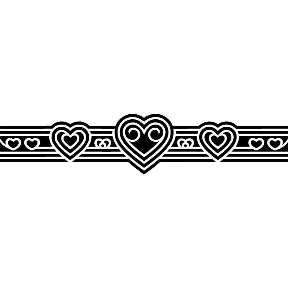 Elegant Heart Border, Vintage, Minimalist Line Art vector