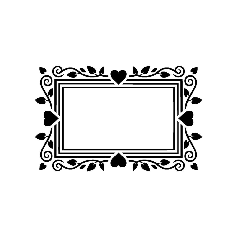 Elegant Heart Frame, Vintage Decorative Border - Scrollwork vector