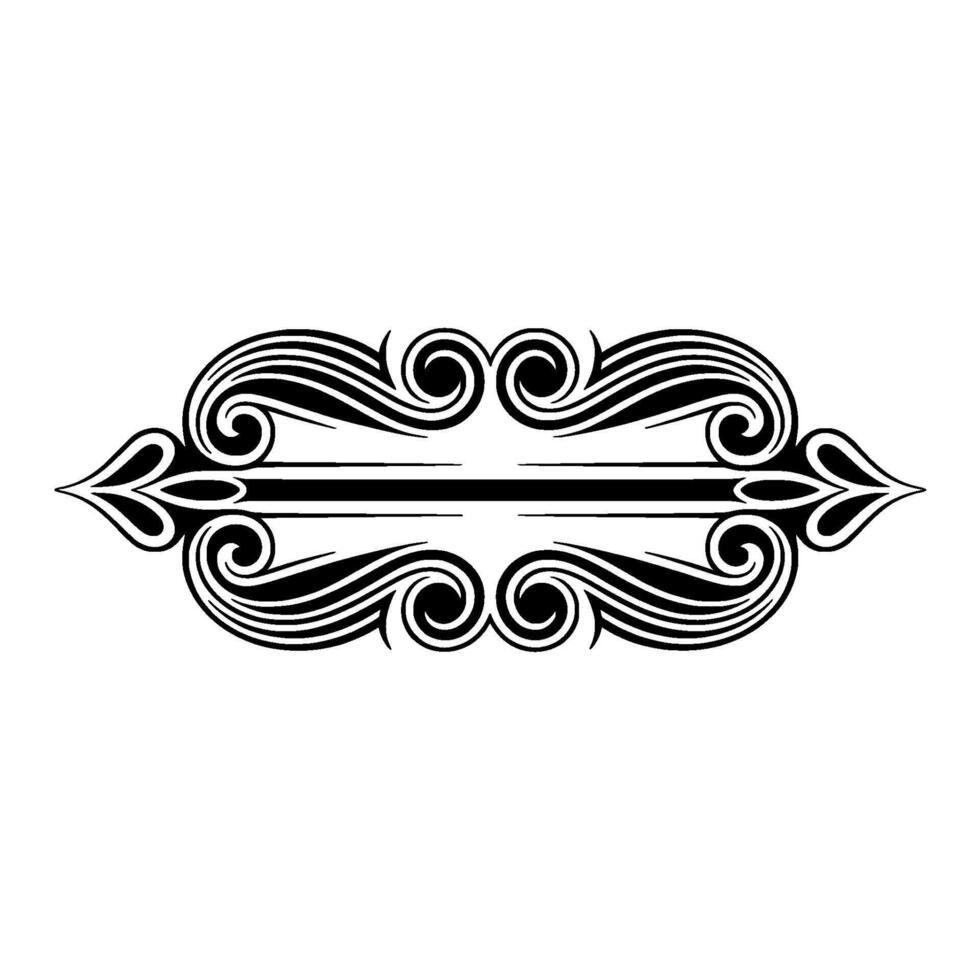 Elegant Black White Swirl Border Element, Vintage vector