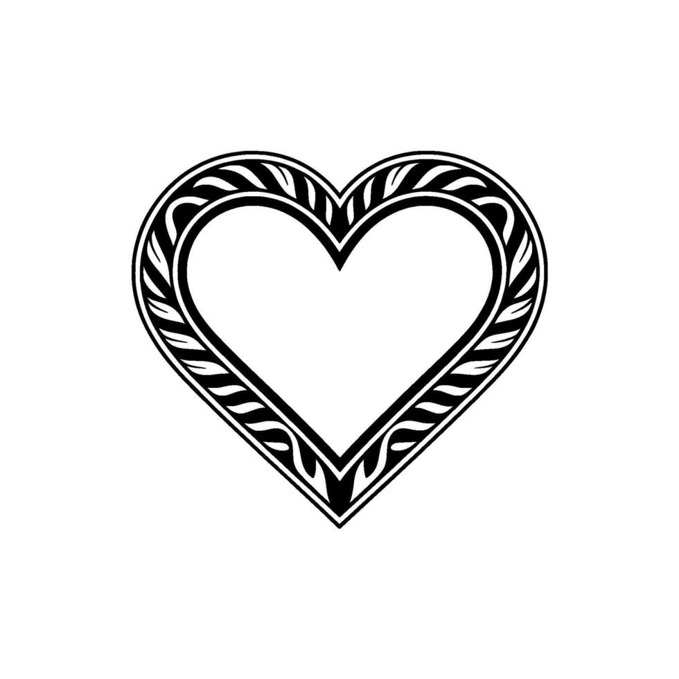 Intricate Heart Ornament, Black White vector