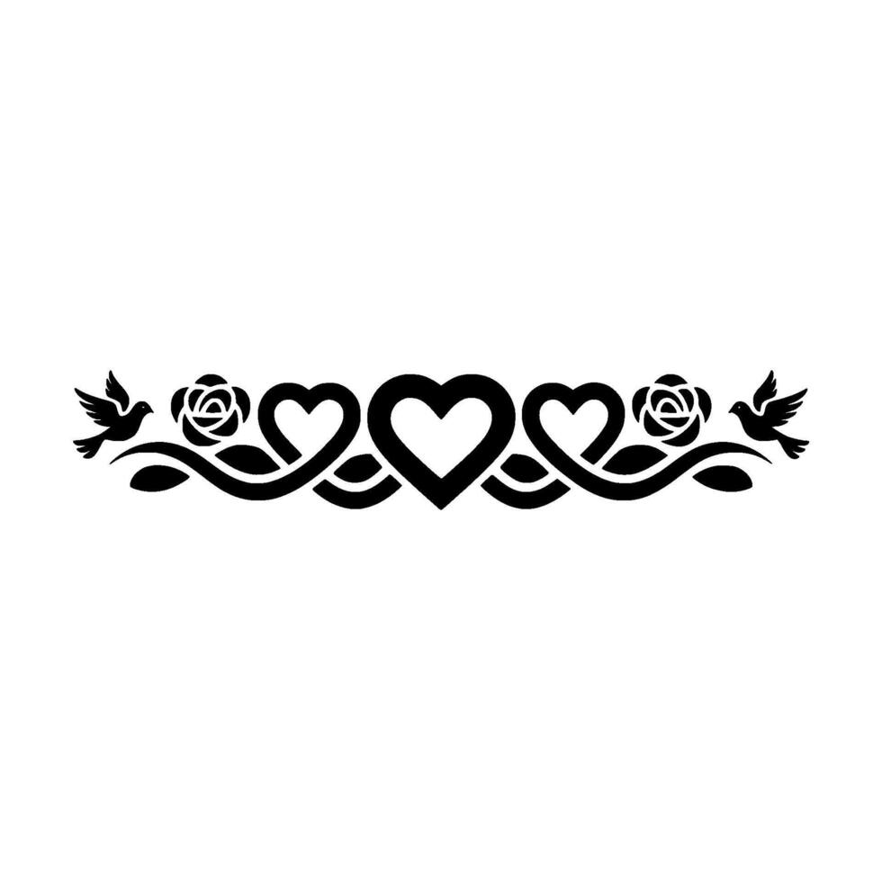 Elegant Floral Heart Border, Vintage Romance Illustration - Hearts vector