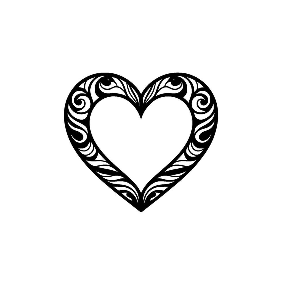 Intricate Heart Ornament, Elegant Floral - Minimalist vector