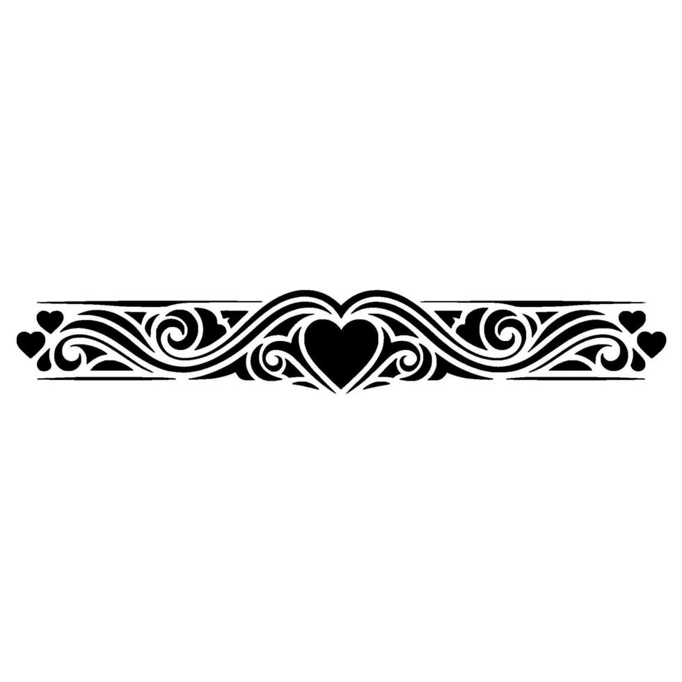 Elegant Black Heart Border, Vintage Decorative Element - Ornament vector