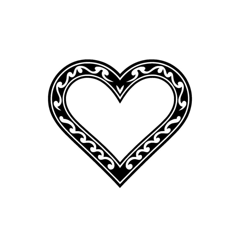 Elegant Black Heart with Intricate Border vector