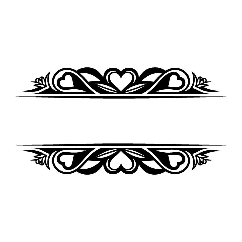 Elegant Black Decorative Border, Vintage Style - Lineart vector