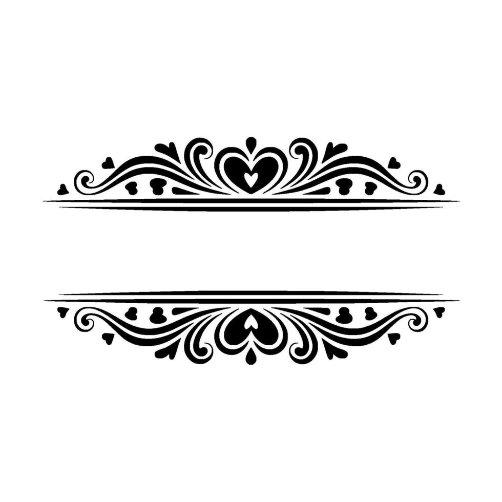 Elegant Black Floral Divider, Vintage Element - Art deco vector