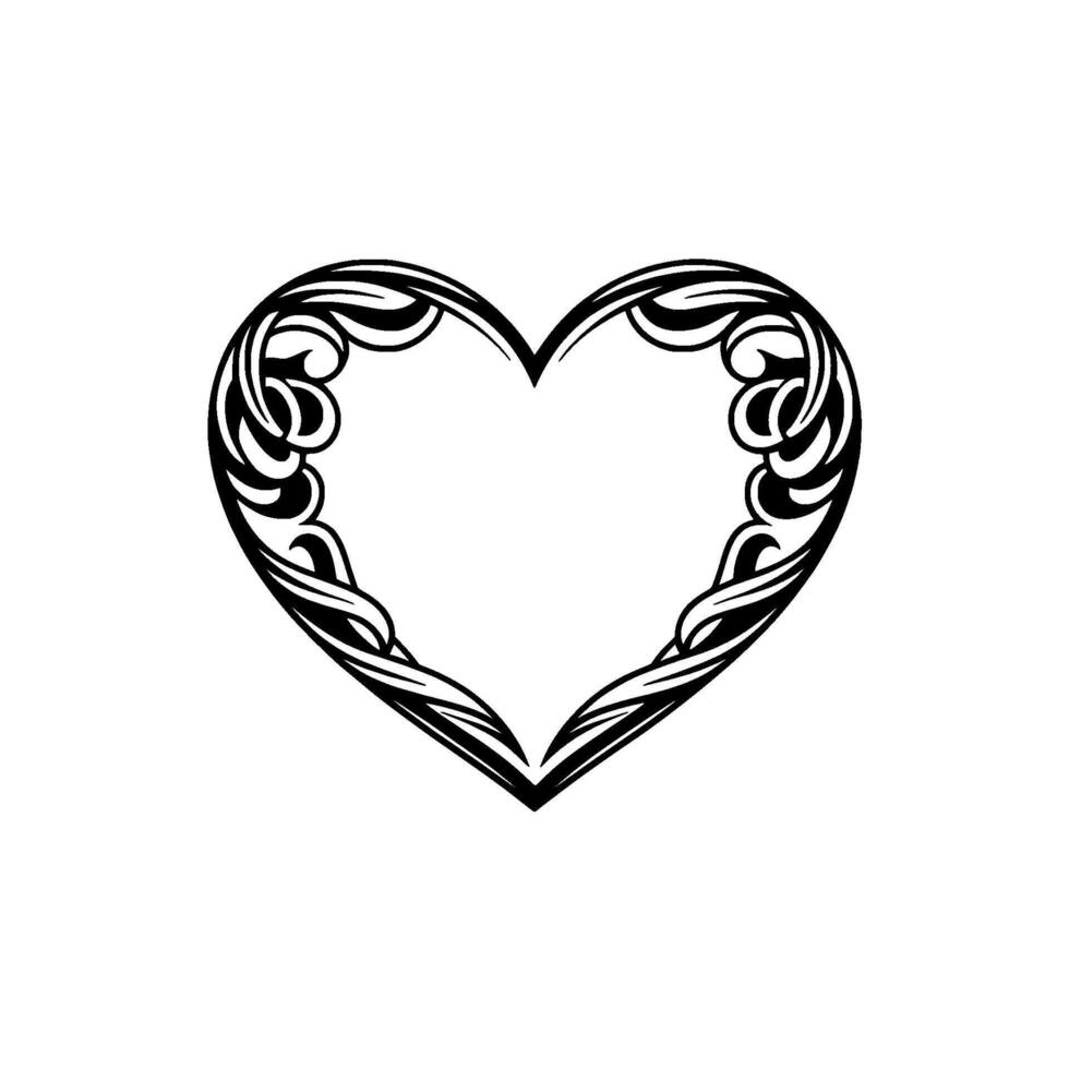 Intricate Tribal Heart Frame, Elegant Black - Ornament vector