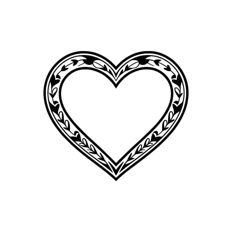 Intricate Heart Border, Vintage Romance Illustration - Pattern vector