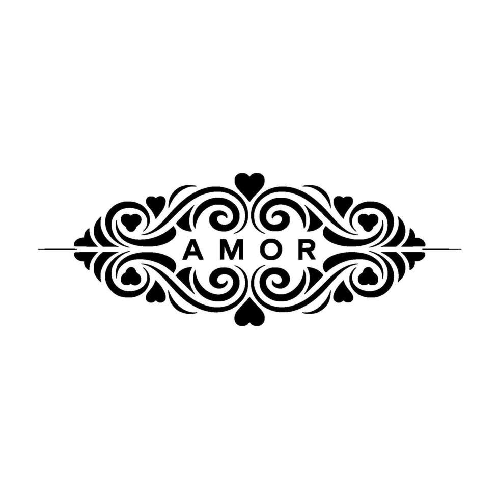 Elegant Black White Swirl with Amor Romantic Decorative Emblem vector