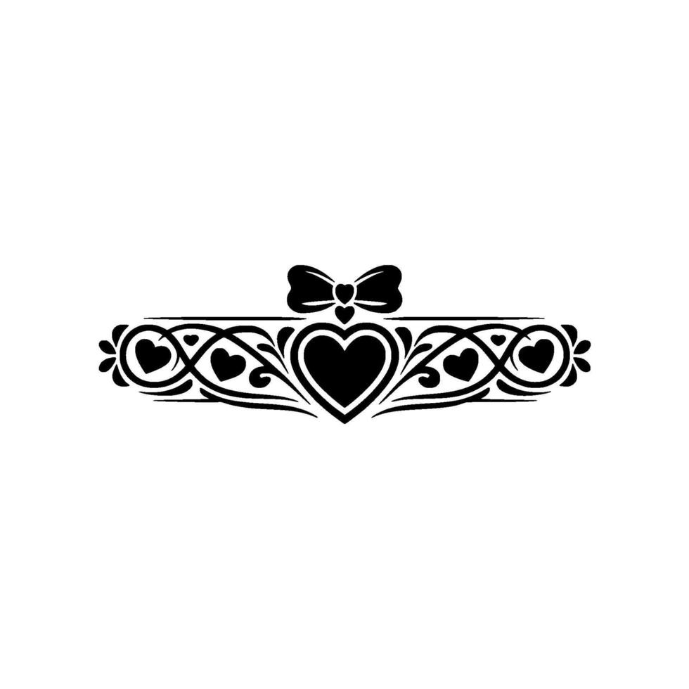 Elegant Heart Border, Vintage Romance Illustration - Bow vector