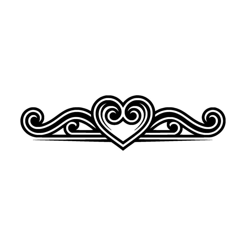 Elegant Heart Border, Vintage Element - Floral, Swirls vector