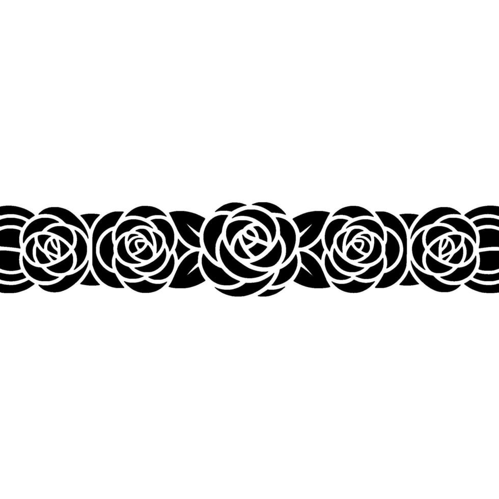 Stylized Rose Border, Celtic Motif, Black and White vector