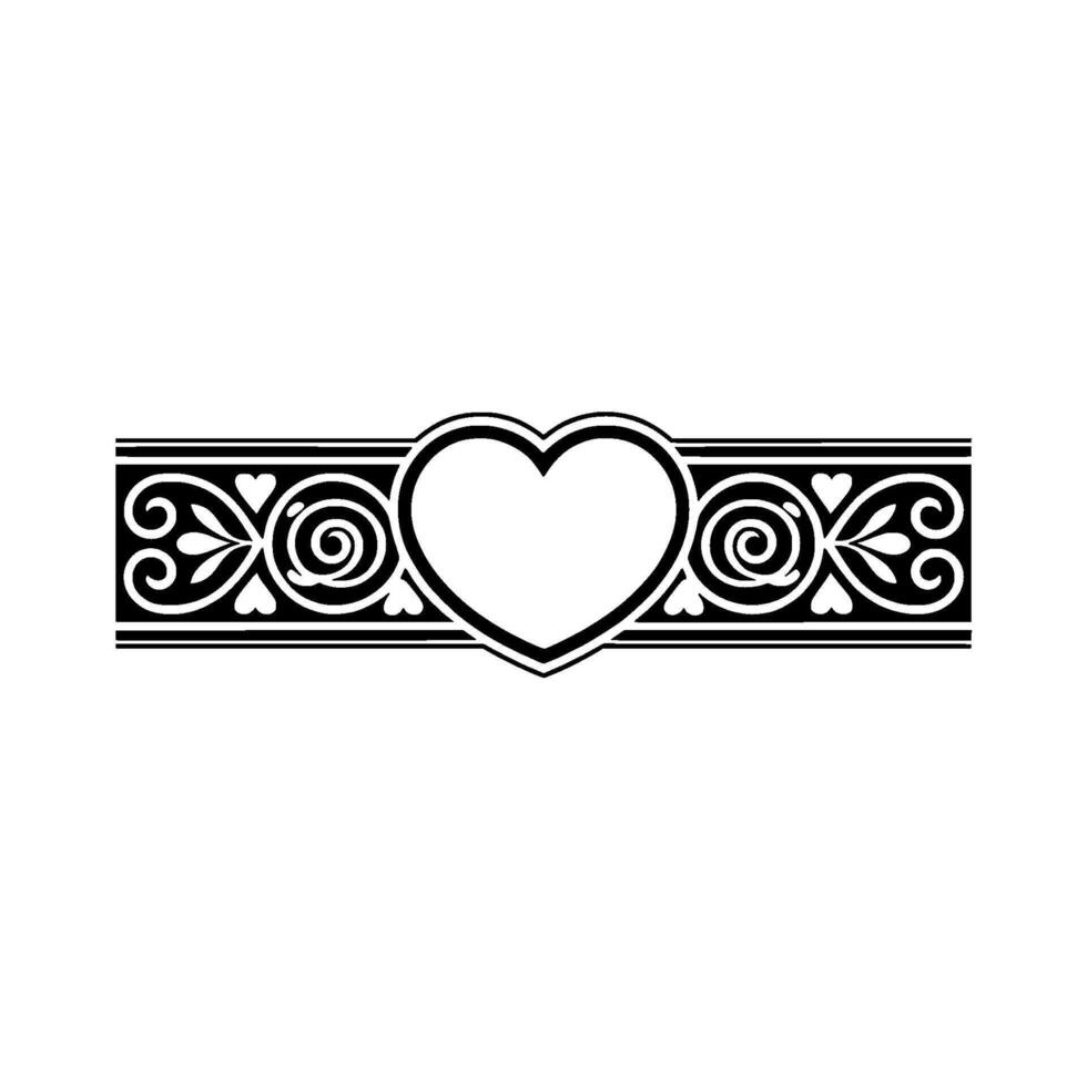 Elegant Heart Border, Vintage Ornamentation - Decorative vector