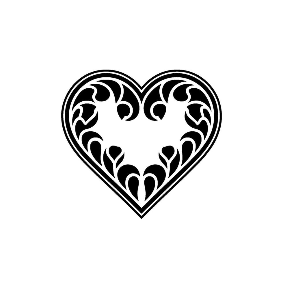 Intricate Black Heart Ornament, Vintage Style - Texture vector