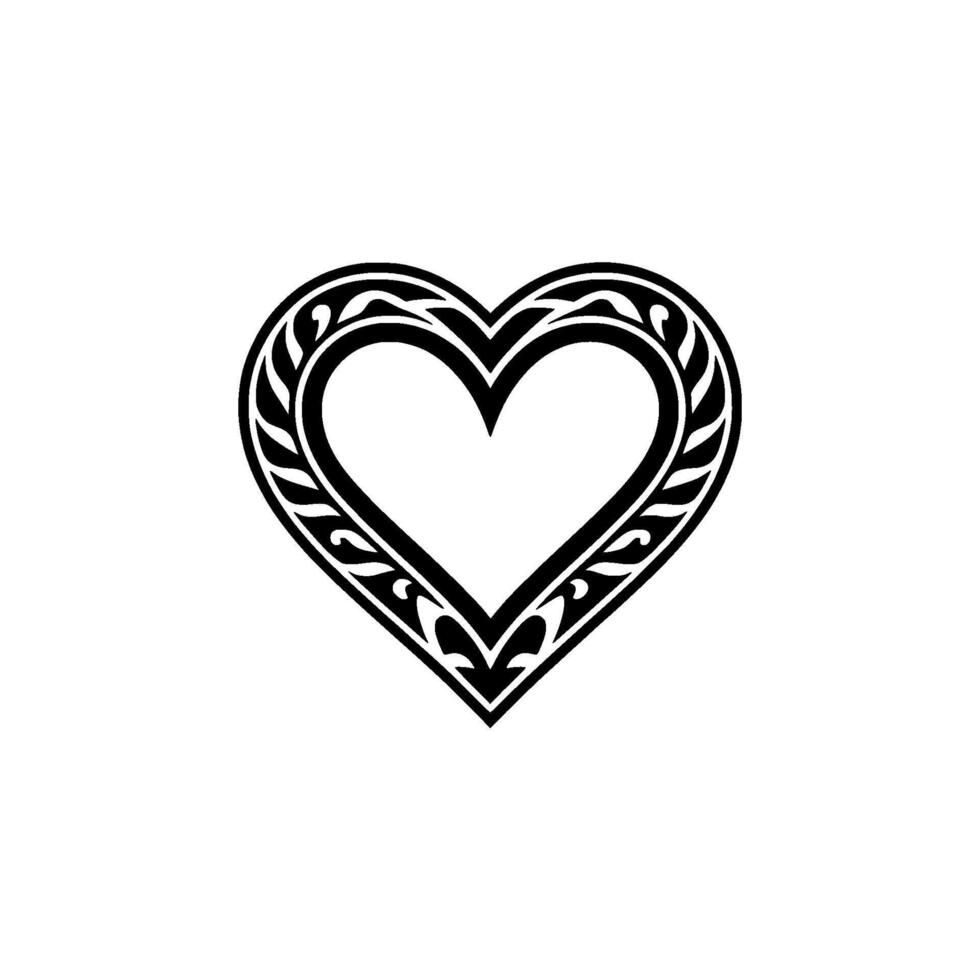 Tribal Heart Emblem, Intricate Black - Pattern vector