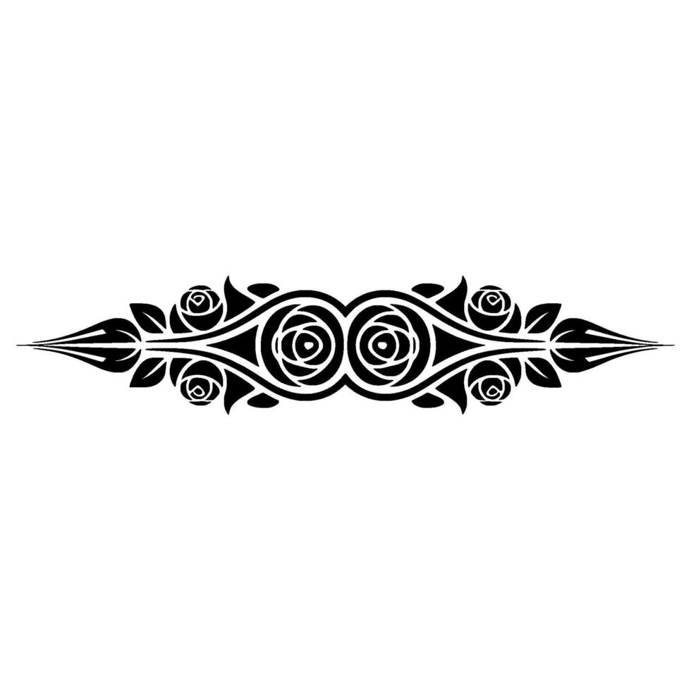 Elegant Floral Border, Intricate Black - Decorative vector