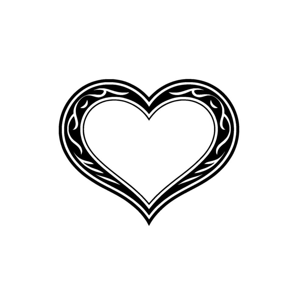 Tribal Heart Ornament, Intricate Black - Frame vector