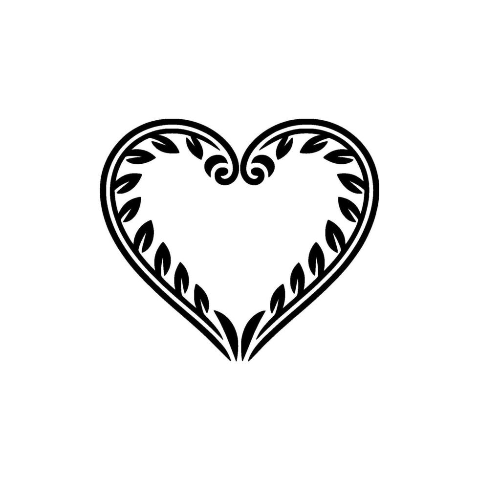 Intricate Floral Heart Emblem, Elegant - Vintage vector