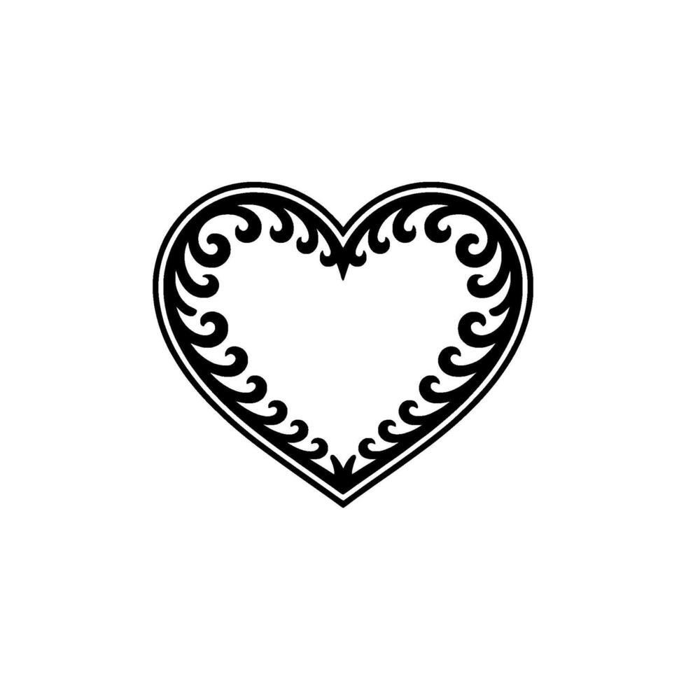 Elegant Heart Ornament, Intricate Black - Floral vector