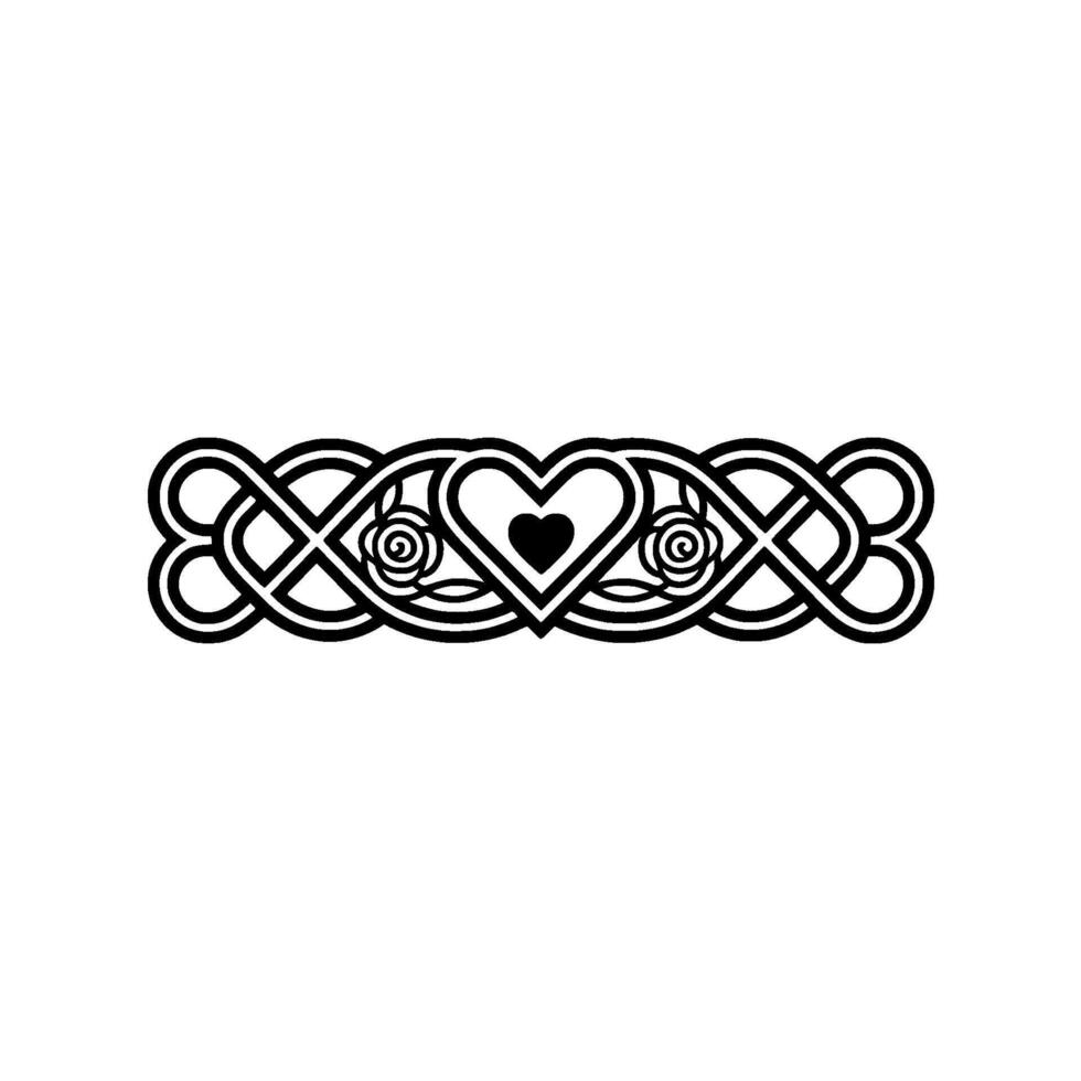 Intricate Celtic Heart Rose Border, Vintage - Knotwork vector