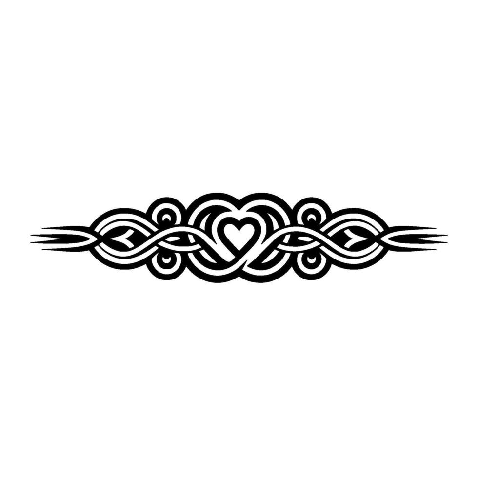 Intricate Celtic Heart Border, Vintage Element - Antique vector