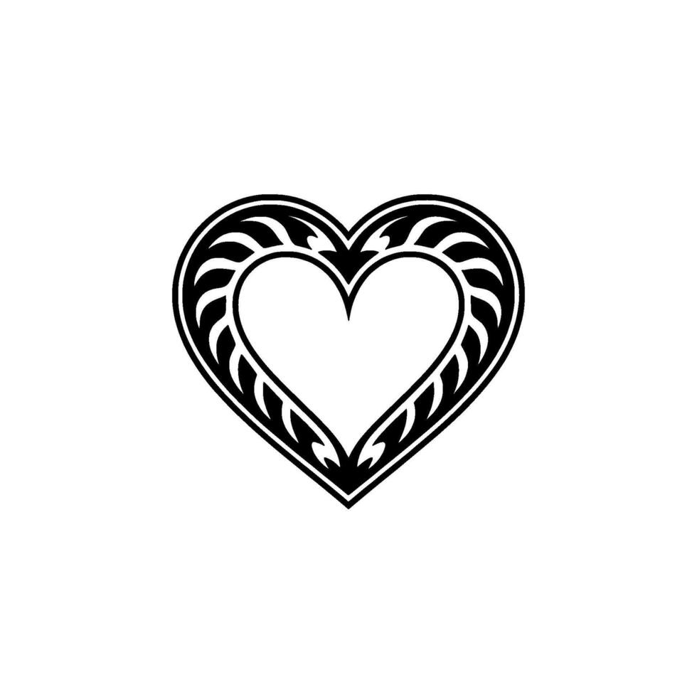 Tribal Heart Emblem, Bold Black Outline, Symbolic vector