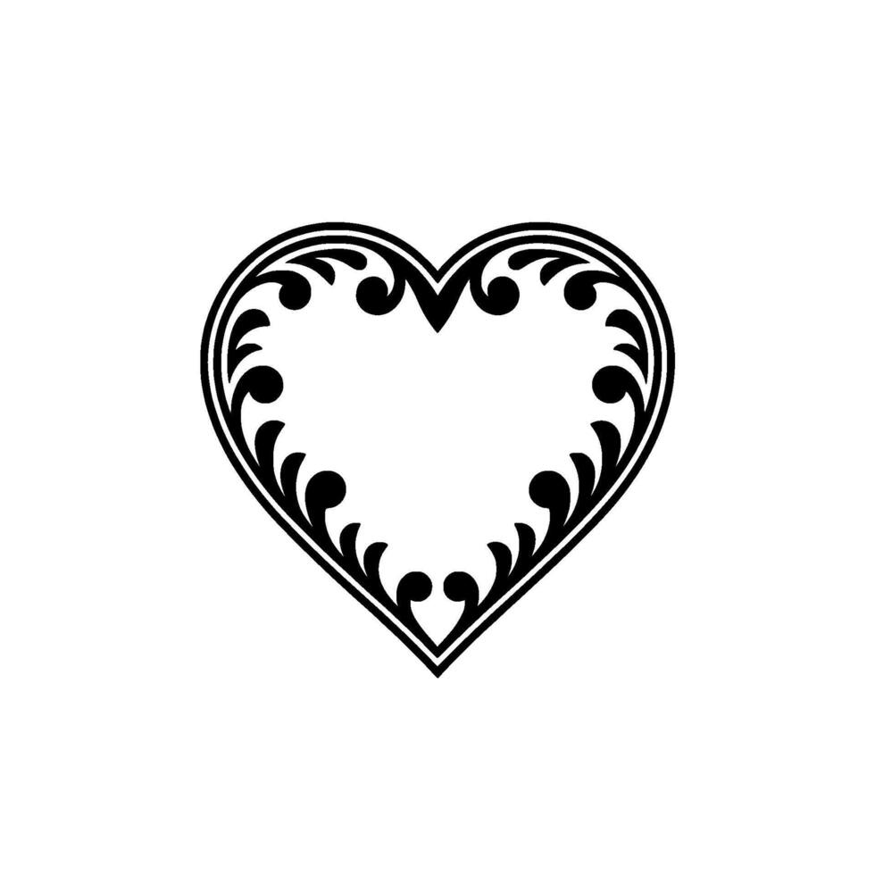 Intricate Heart Ornament, Vintage Floral - Border vector