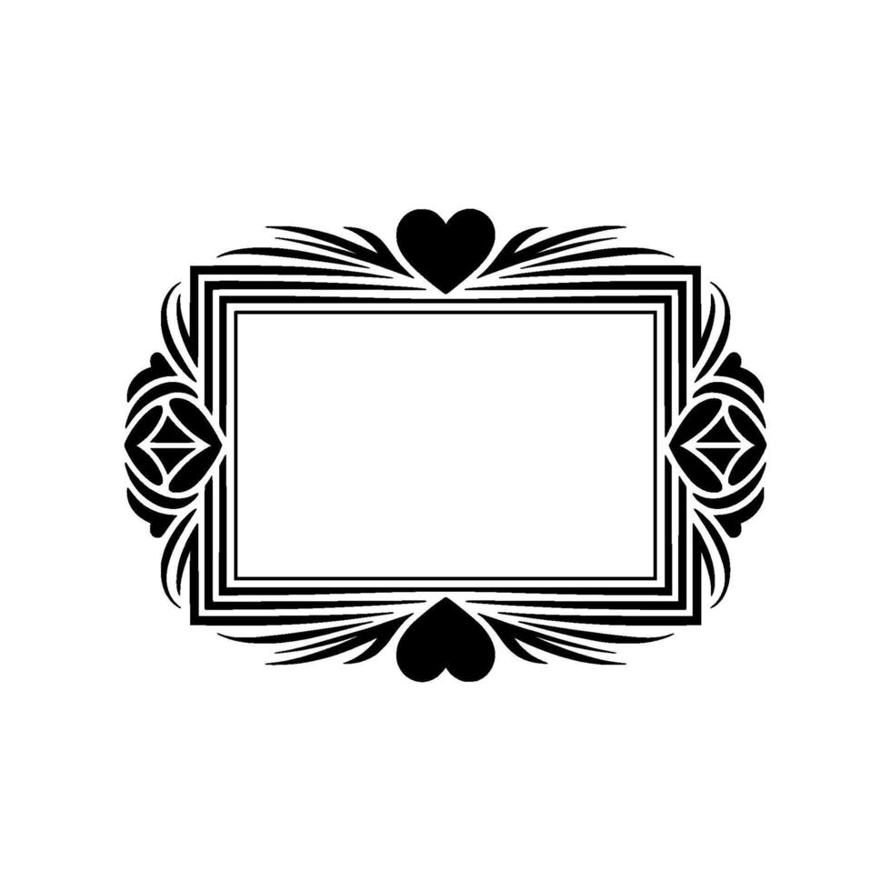 Elegant Black Frame with Hearts Decorative Border vector