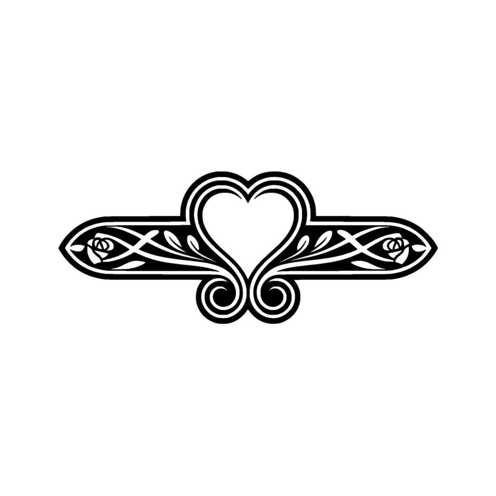 Elegant Celtic Heart Ornament, Vintage vector