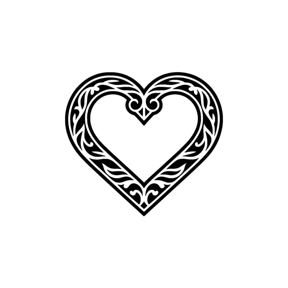 Intricate Black Heart Ornament, Vintage Romance - Celtic vector