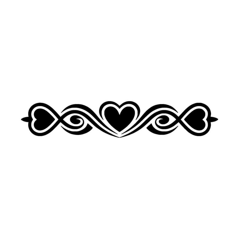 Elegant Black White Heart Border - Swirls vector