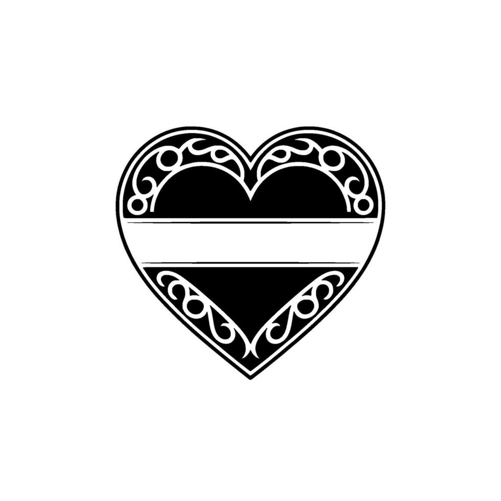 Elegant Black Heart Monogram, Decorative Border vector